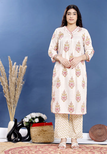 Elegant Ethnic Printed Kurta Set with Pants