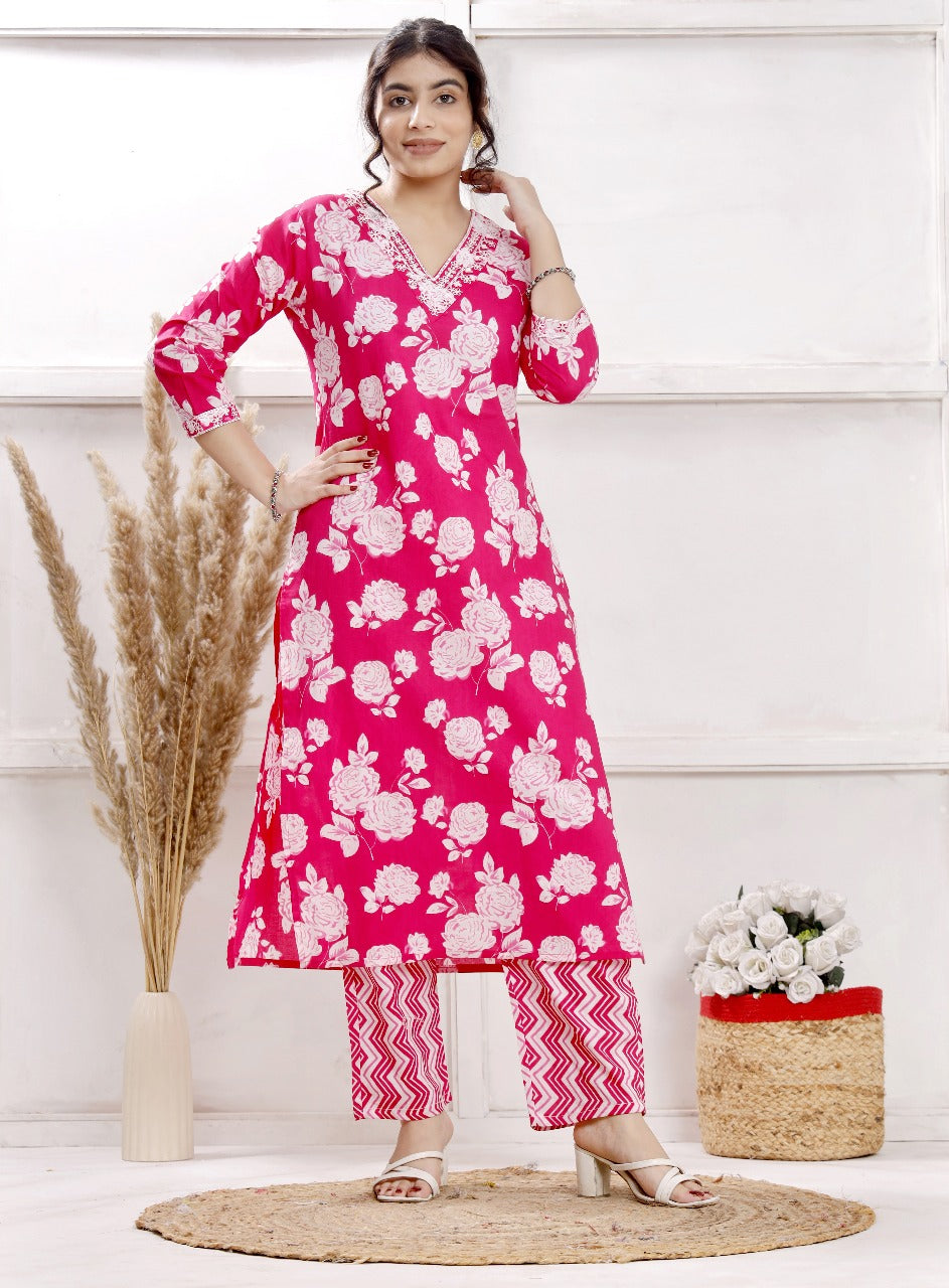 Elegant Ethnic Printed Kurta Set with Pants