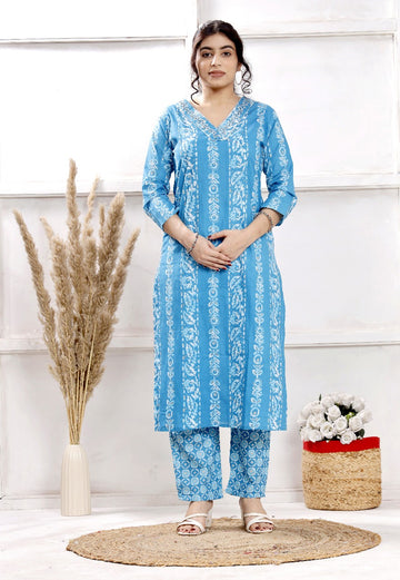 Elegant Ethnic Printed Kurta Set with Pants